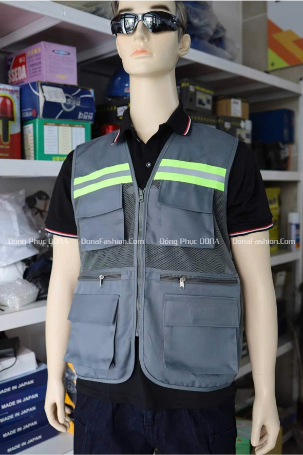 Áo ghile phản quang xám đậm 3K