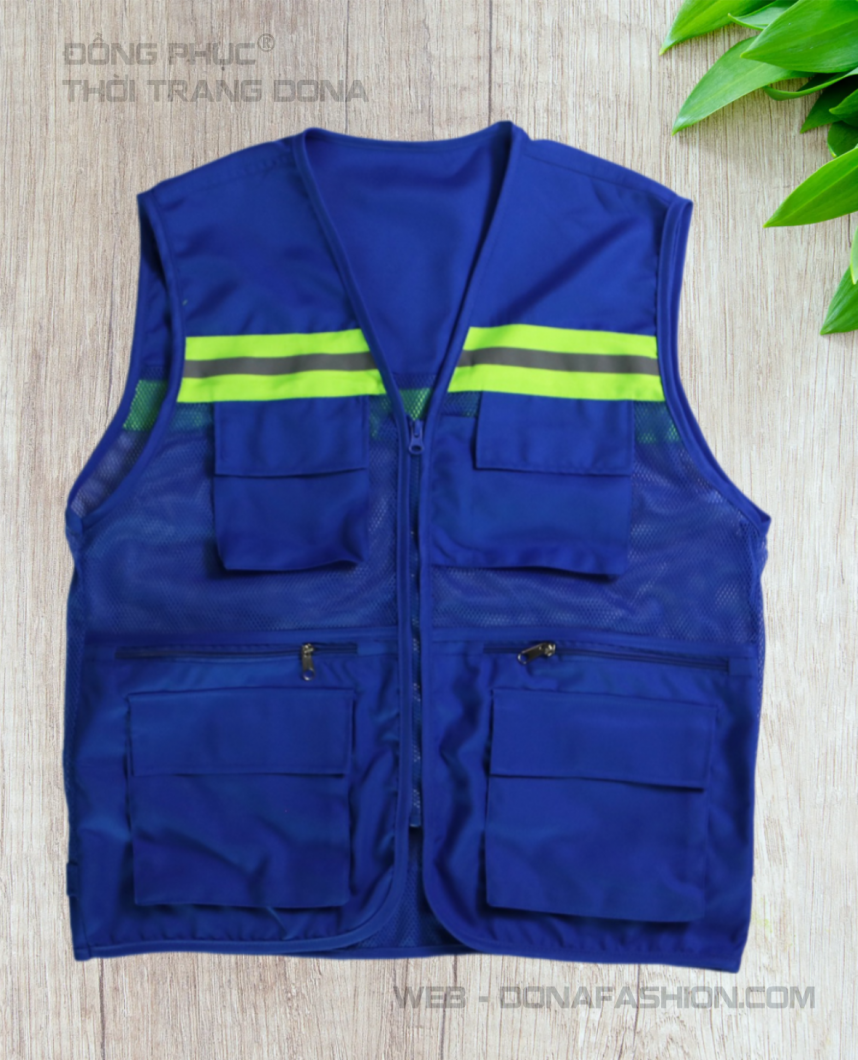 Áo Ghile phản quang Xanh bích